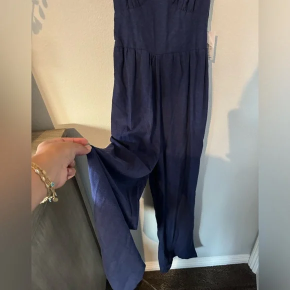 Japna linen blend jumpsuit. Navy blue. NWT. - Picture 12 of 12